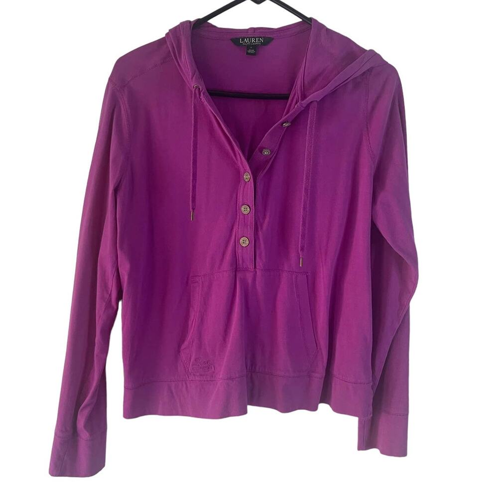 Lauren Ralph Lauren Women's Size Large Purple Pink Half‎ Button Light Sweater